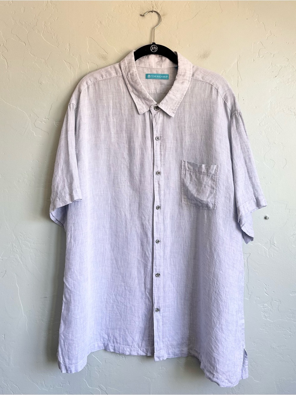 Tori Richard Men Linen Button Up Shirt Light Blue Gray 2XL Beach Coastal Resort